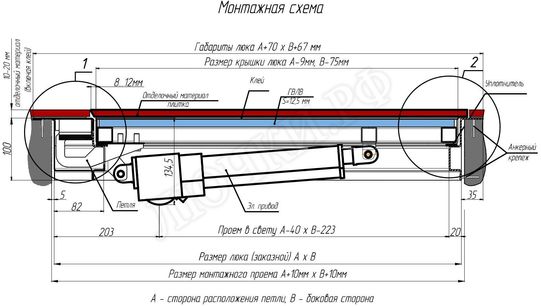Напольный люк с электроприводом 750*1350 Напольный люк с электроприводом 750*1350