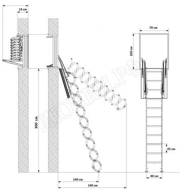Лестница Oman Nozycowe Verticale 700*1000*3000 Лестница Oman Nozycowe Verticale 700*1000*3000